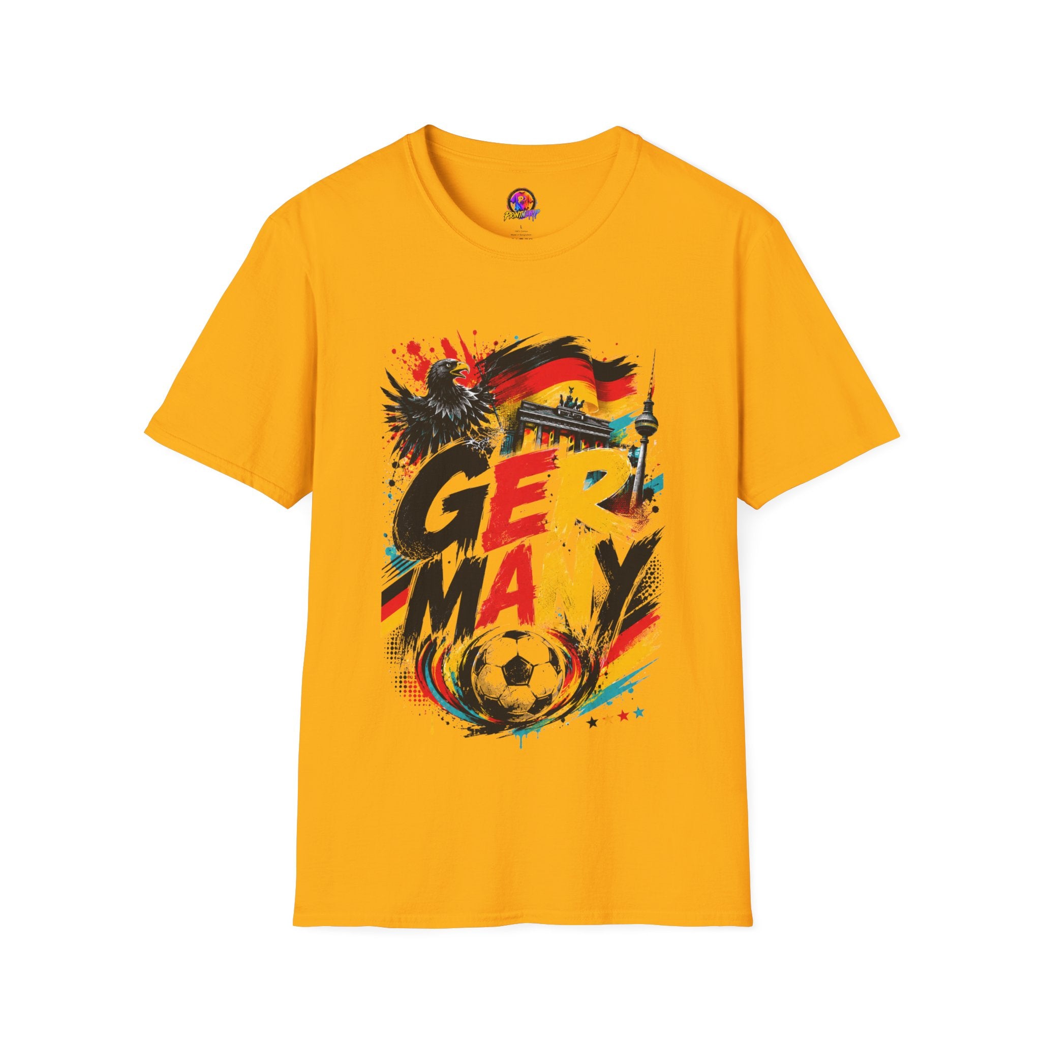 Germany Soccer Graphic T‑Shirt — Flag, Eagle & Brandenburger Tor Design