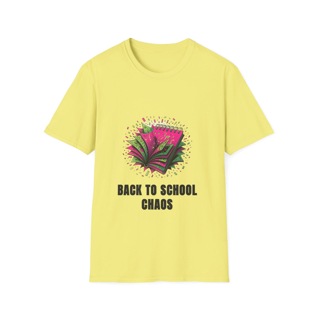Back to School Chaos T-Shirt — Colorful Notebooks Graphic Tee for Students & Teachers - Trending Now - August 2026