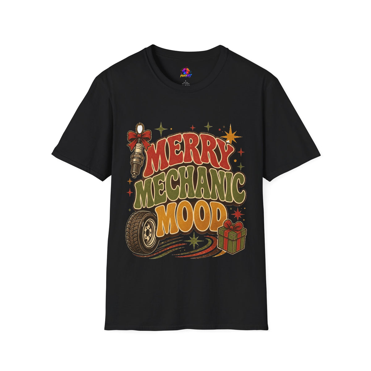 Merry Mechanic Mood T‑Shirt — Retro Holiday Auto Technician Gift