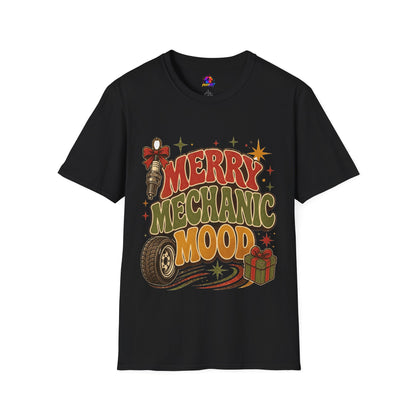 Merry Mechanic Mood T‑Shirt — Retro Holiday Auto Technician Gift