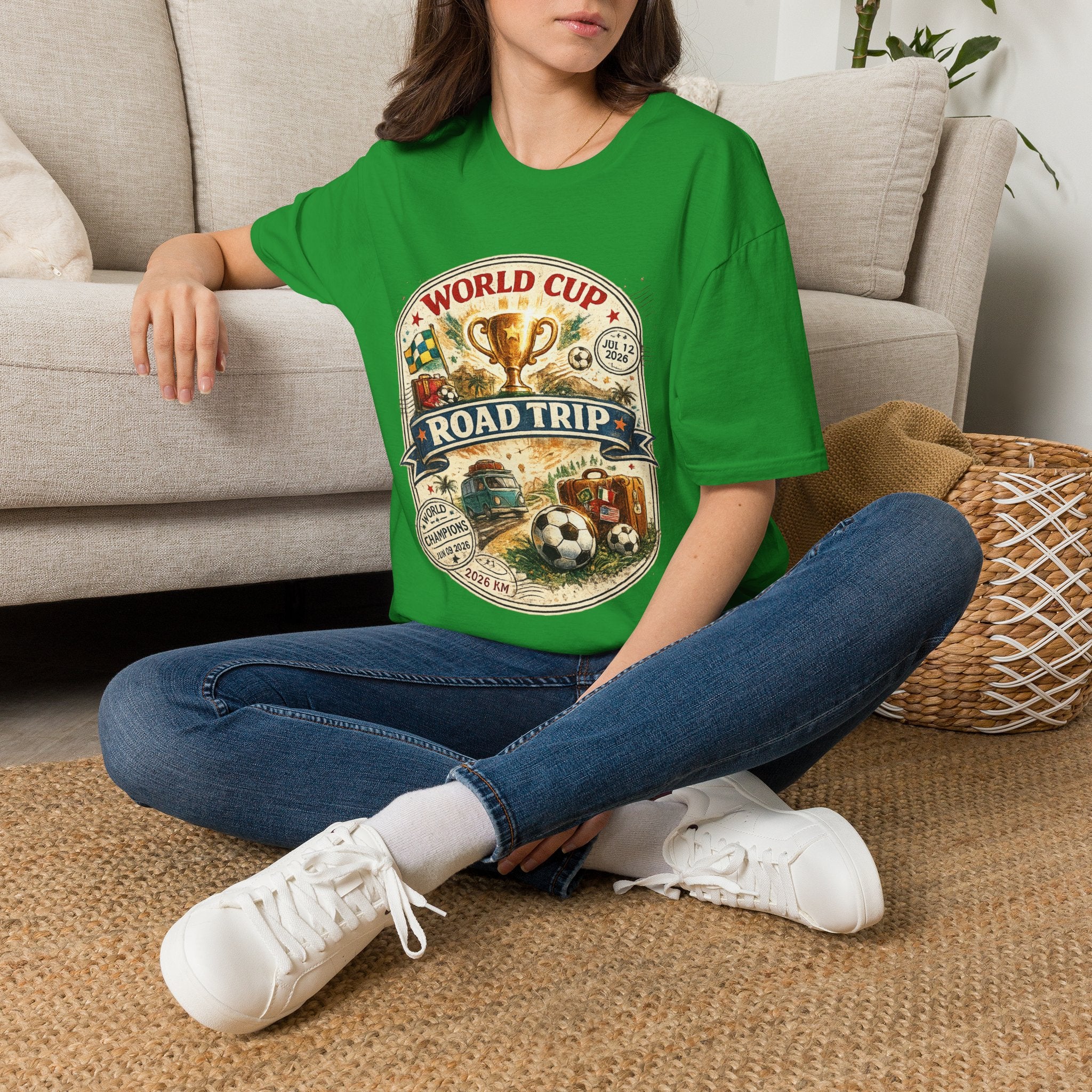World Cup Road Trip T-Shirt — Vintage Soccer Trophy Design