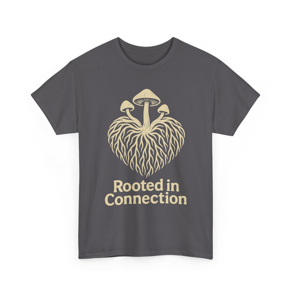 Rooted in Connection Mushroom Graphic Tee - Aesthetic Nature T-Shirt - Trending Now - September 2026