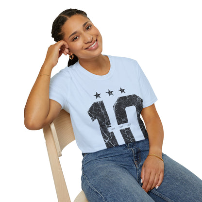 Vintage Argentina Worldcup winning No. 10 Jersey T-Shirt — Distressed Number Tee with Three Stars