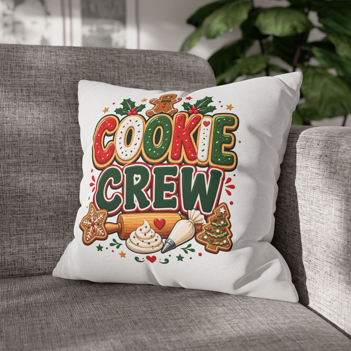 Christmas Cookie Crew Holiday Pillow — Festive Baking Christmas Throw Pillowcase