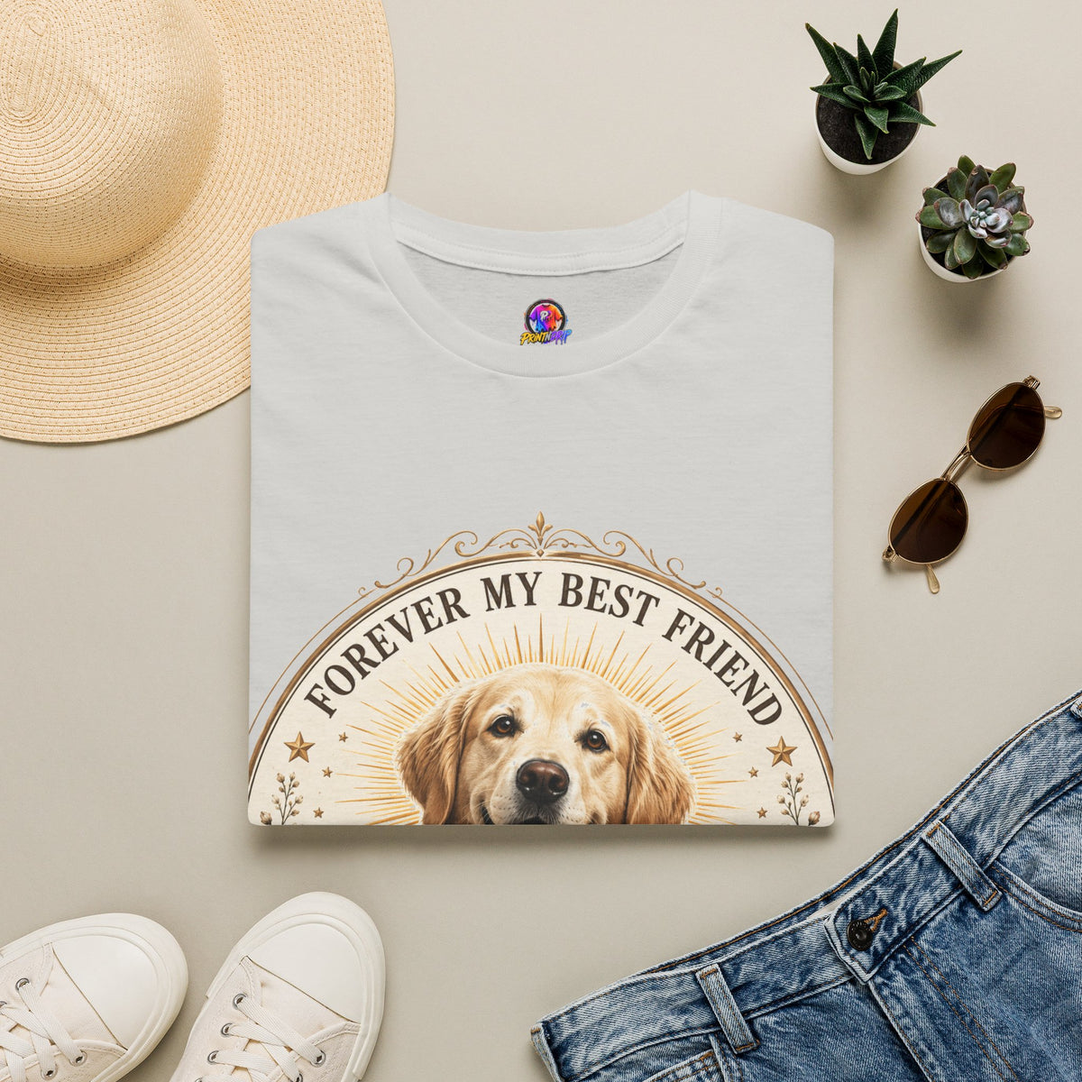 Dog Lover T-Shirt — “Forever My Best Friend” Personalized Golden Retriever Tee