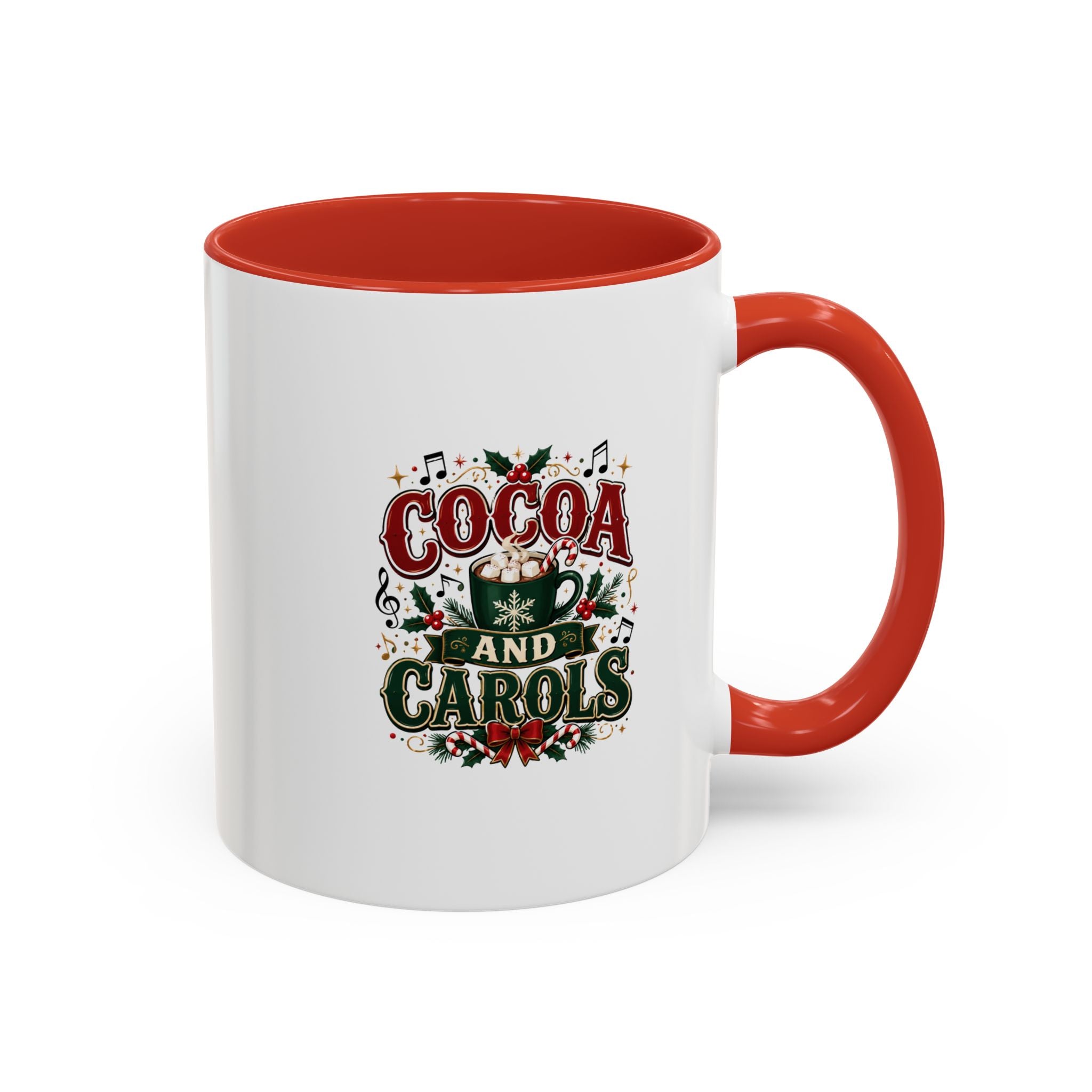 Cocoa and Carols Accent Coffee Mug — Holiday Christmas Cocoa Mug