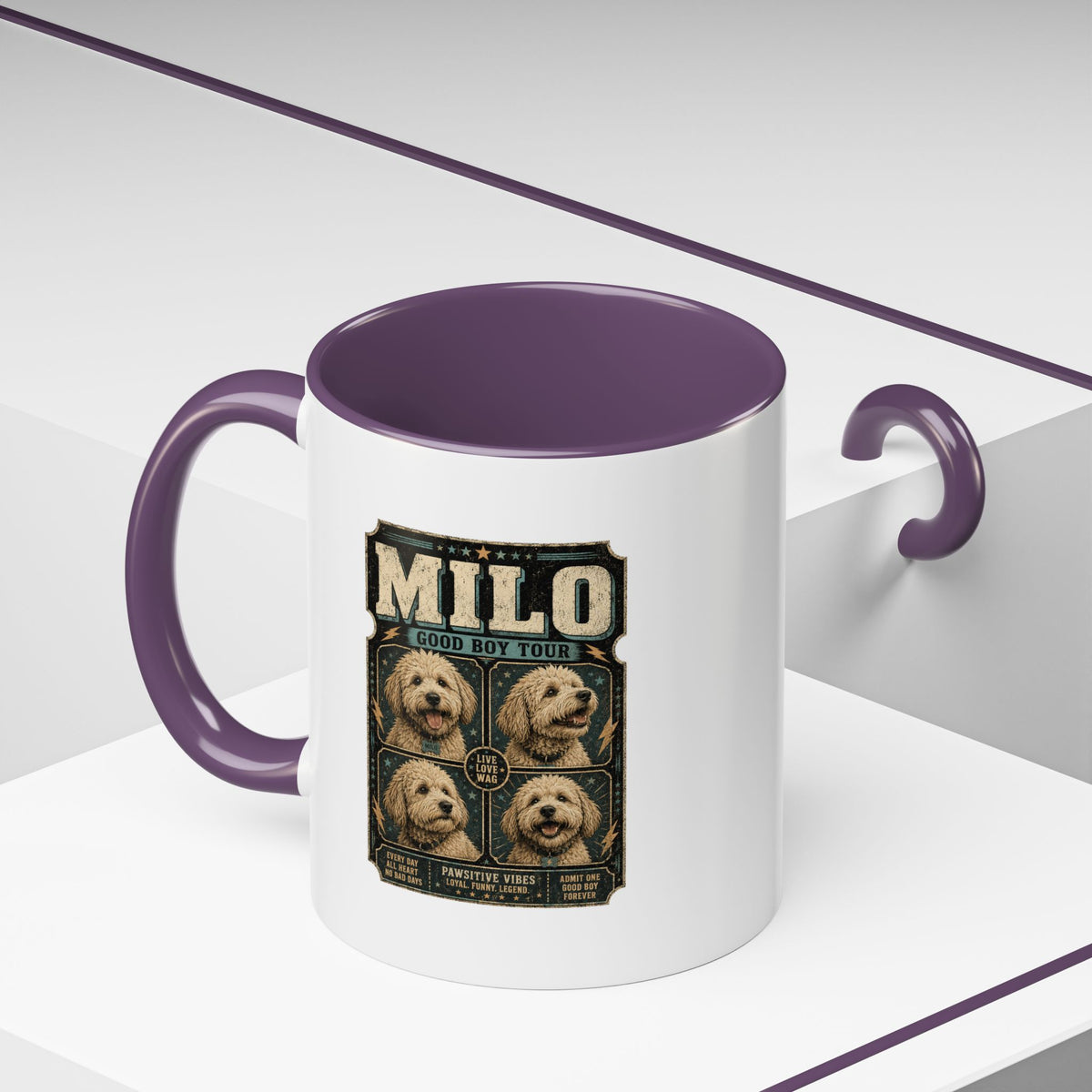 Milo Bailey Dog Dad Mom Personalized Milo Dog Coffee Mug — "Good Boy Tour" Accent Mug