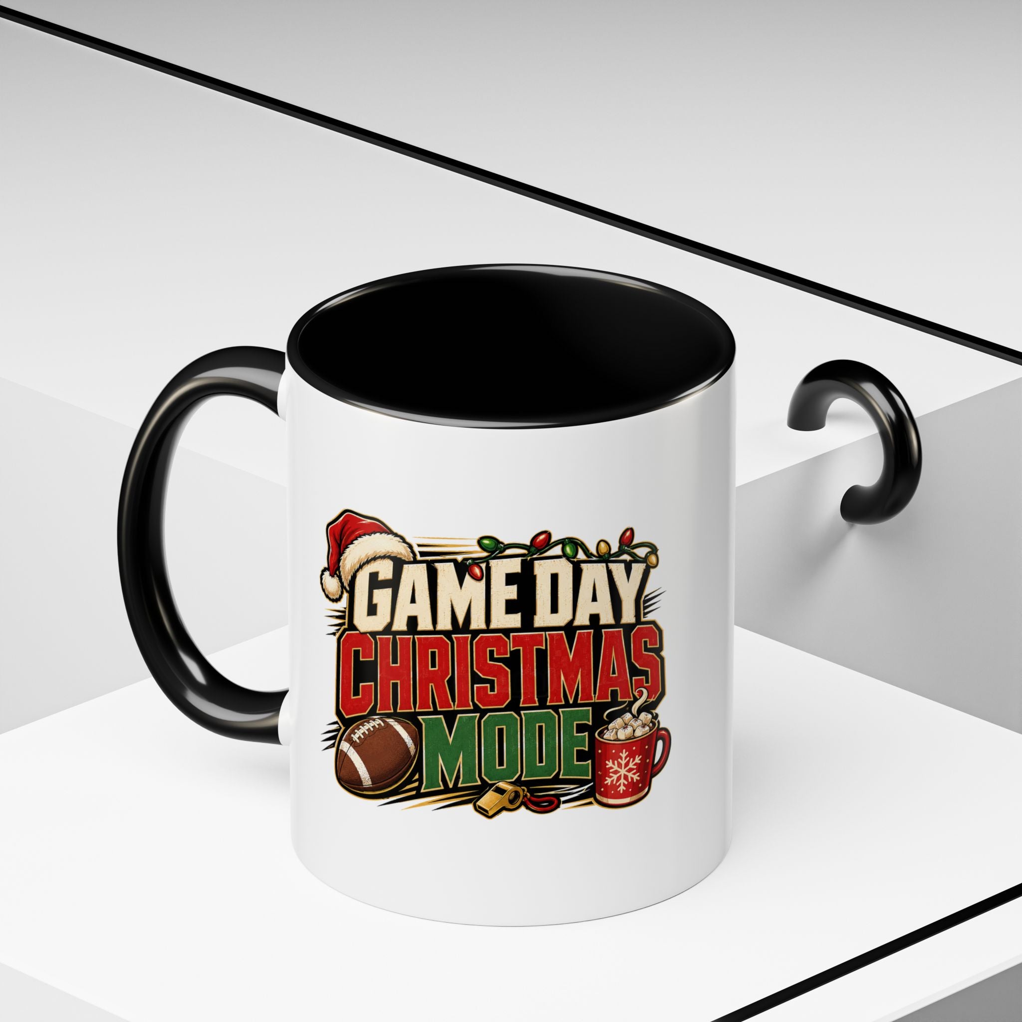 Modern Day Christmas Game Day Christmas Mode Coffee Mug - Holiday Football Mug (11/15oz)