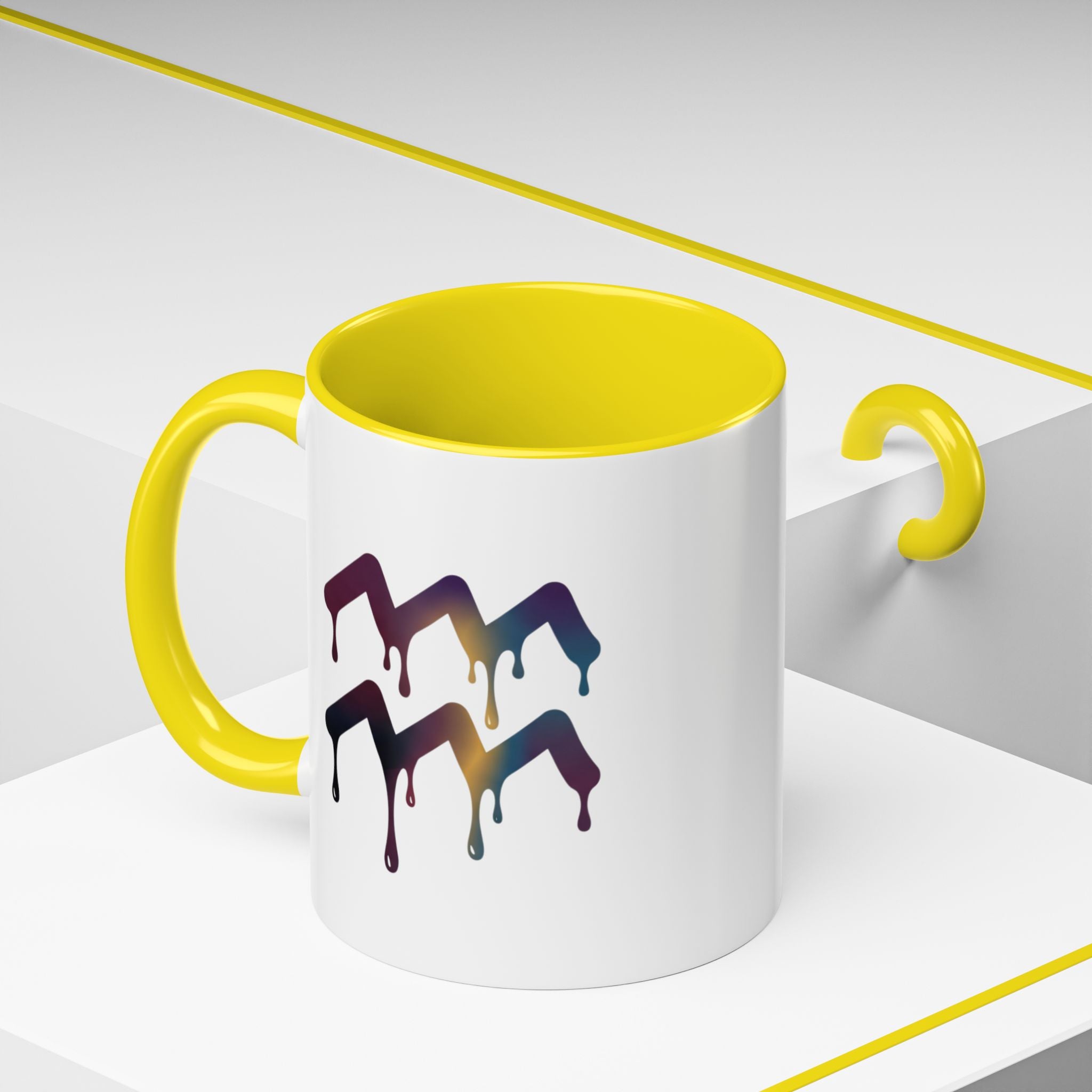 Dripping Rainbow Chevron Accent Coffee Mug — Colorful Gradient Art