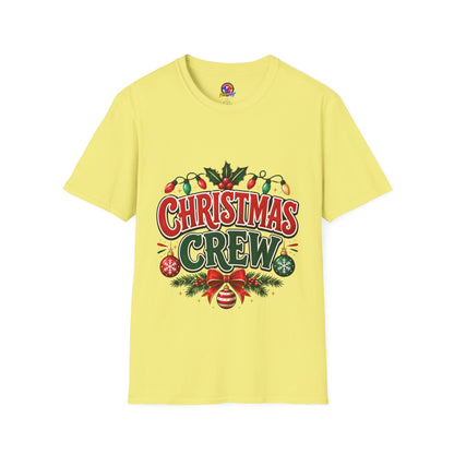 Christmas Crew T-Shirt — Festive Holiday Graphic Tee with Lights & Holly