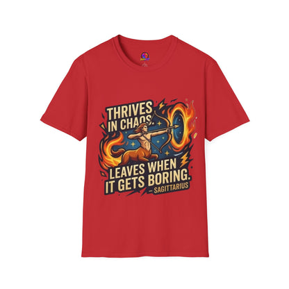 Sagittarius Archer T‑Shirt — "Thrives in Chaos" Zodiac Fire Sign Tee