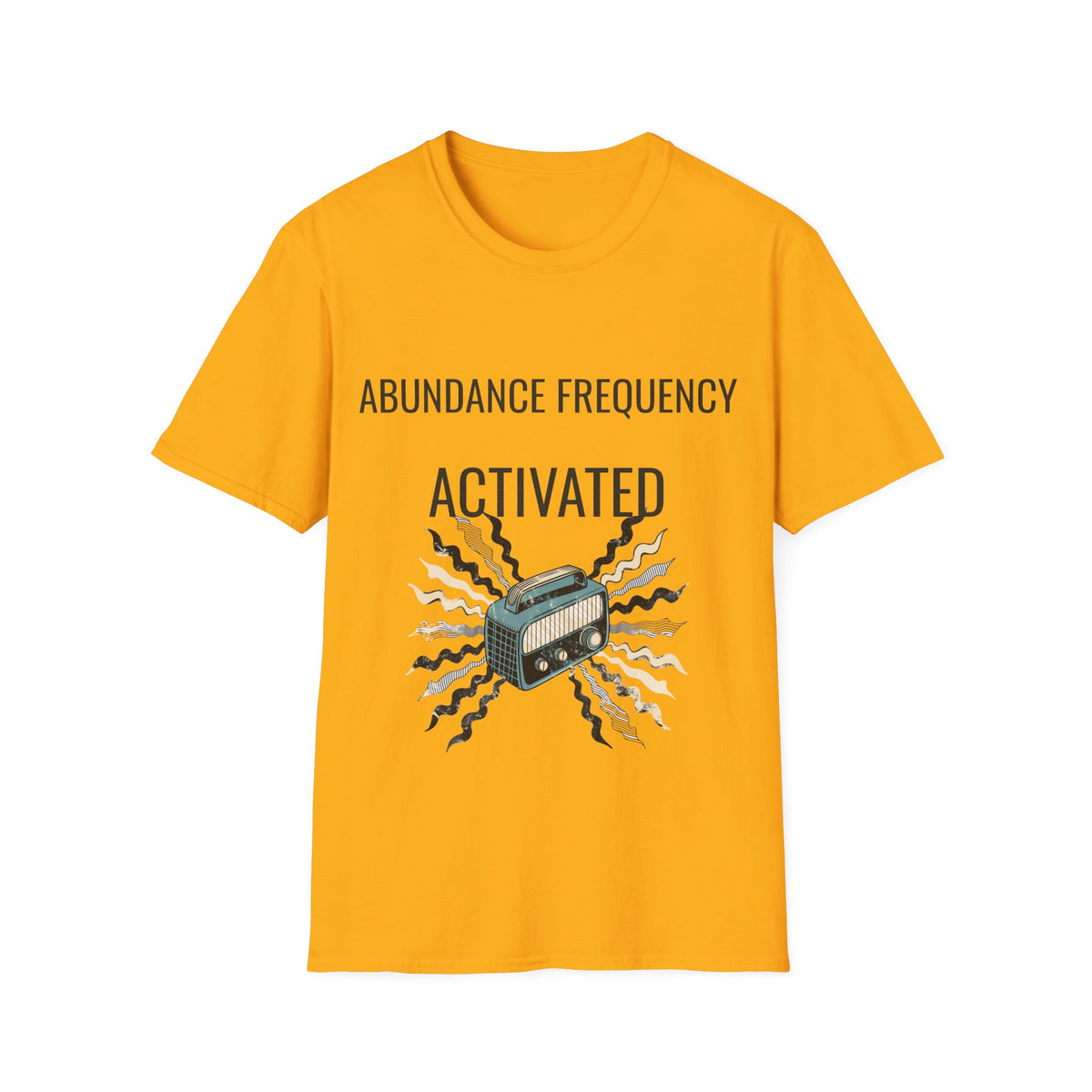 "Abundance Frequency Activated" Retro Radio Tee - Aesthetic Law Of Attraction Manifest White T-Shirt - Trending Now - September 2026
