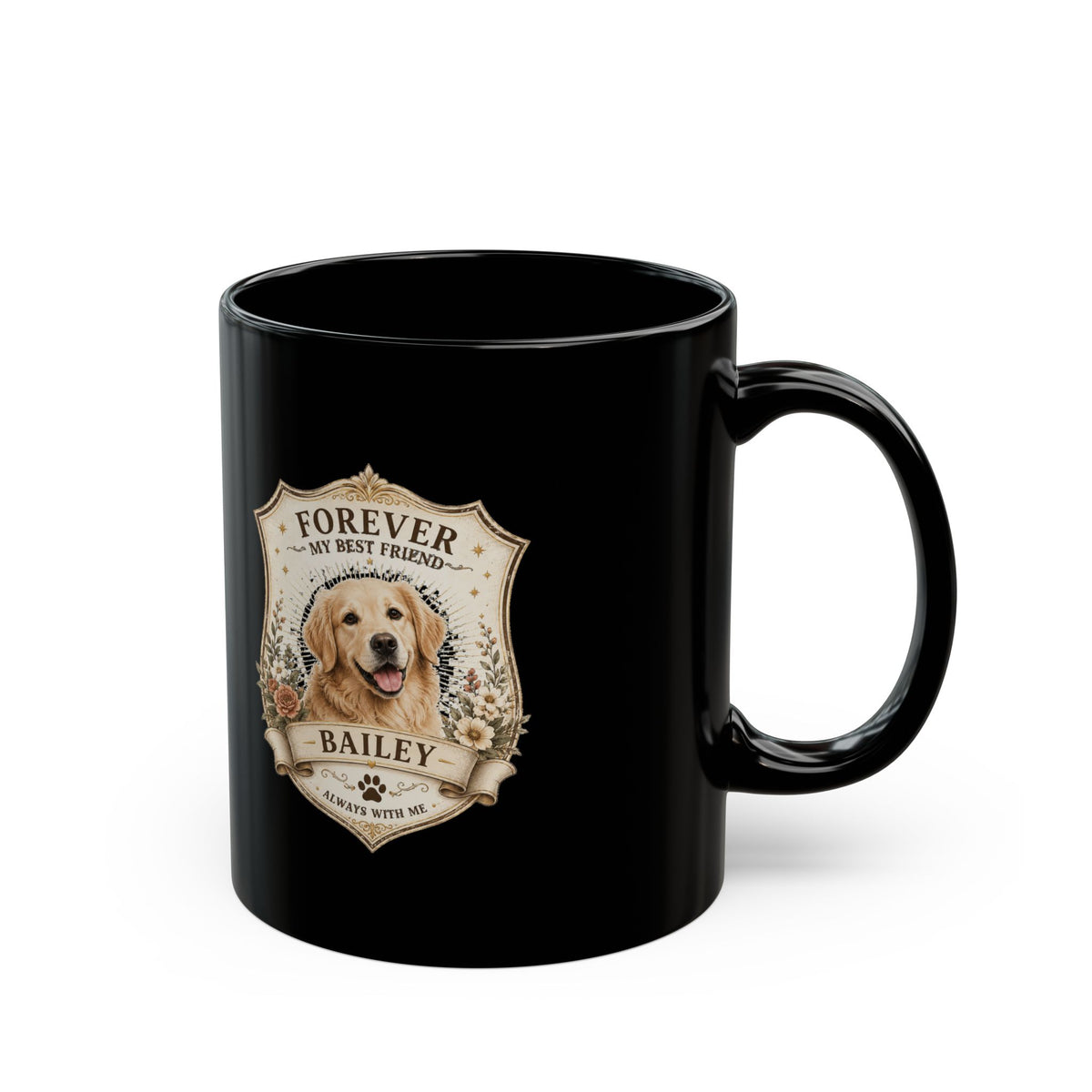 Milo Bailey Dog Dad Mom Forever My Best Friend Personalized Dog Photo Black Coffee Mug