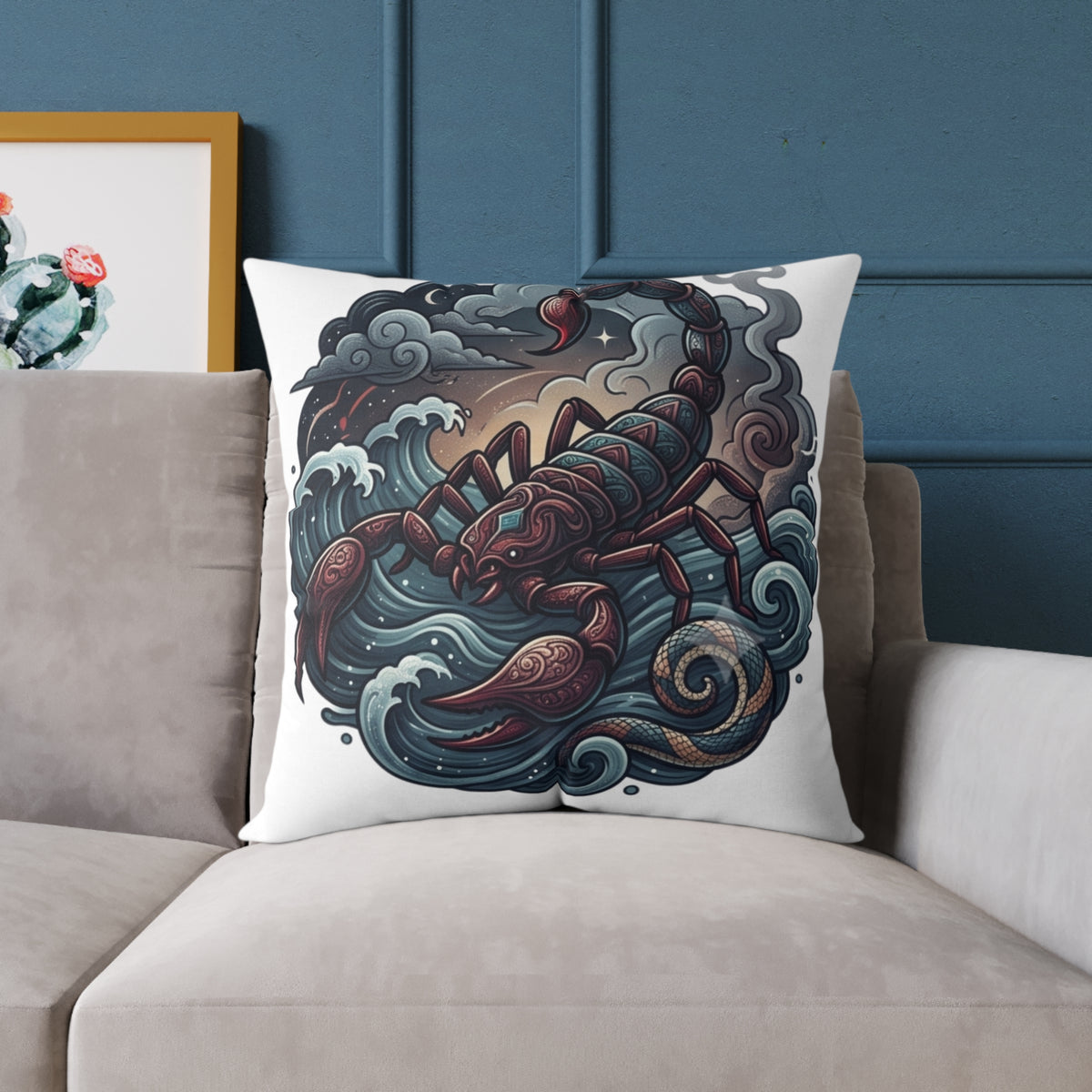 Scorpio Zodiac Square Poly Canvas Pillow
