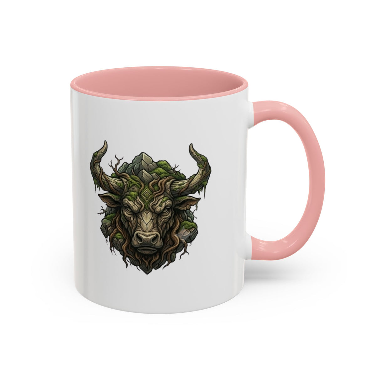 Taurus Bull Nature Coffee Mug — Rustic Green Bull Head Accent Mug