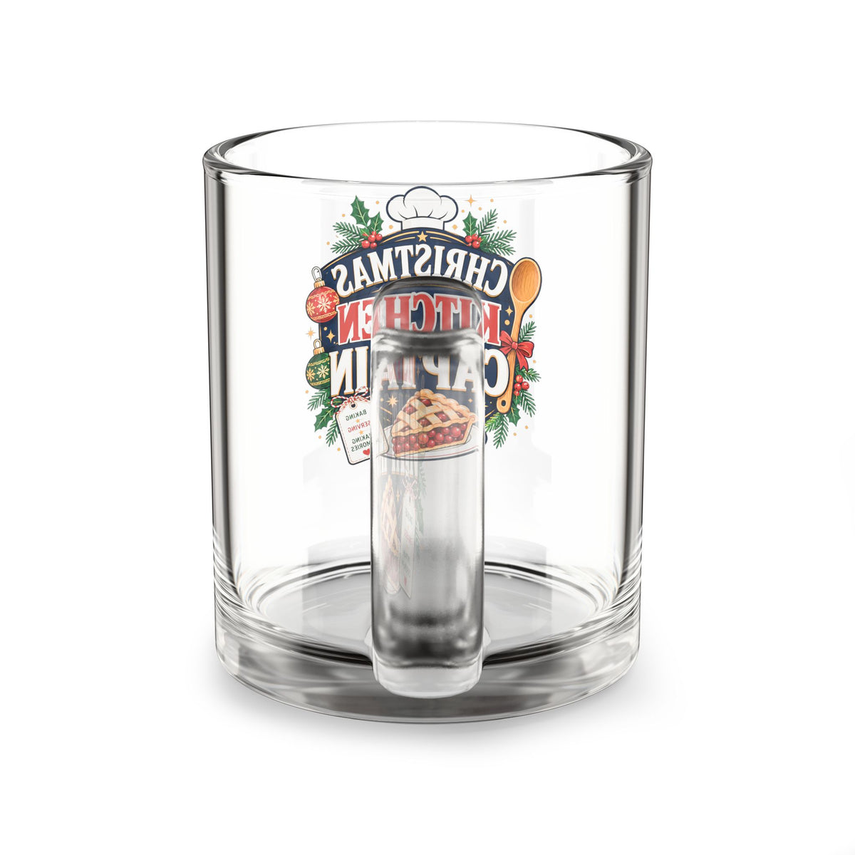 Modern Day Christmas Glass Mug  10oz Christmas Kitchen Captain Glass Mug — 10oz Holiday Baking Chef Gift
