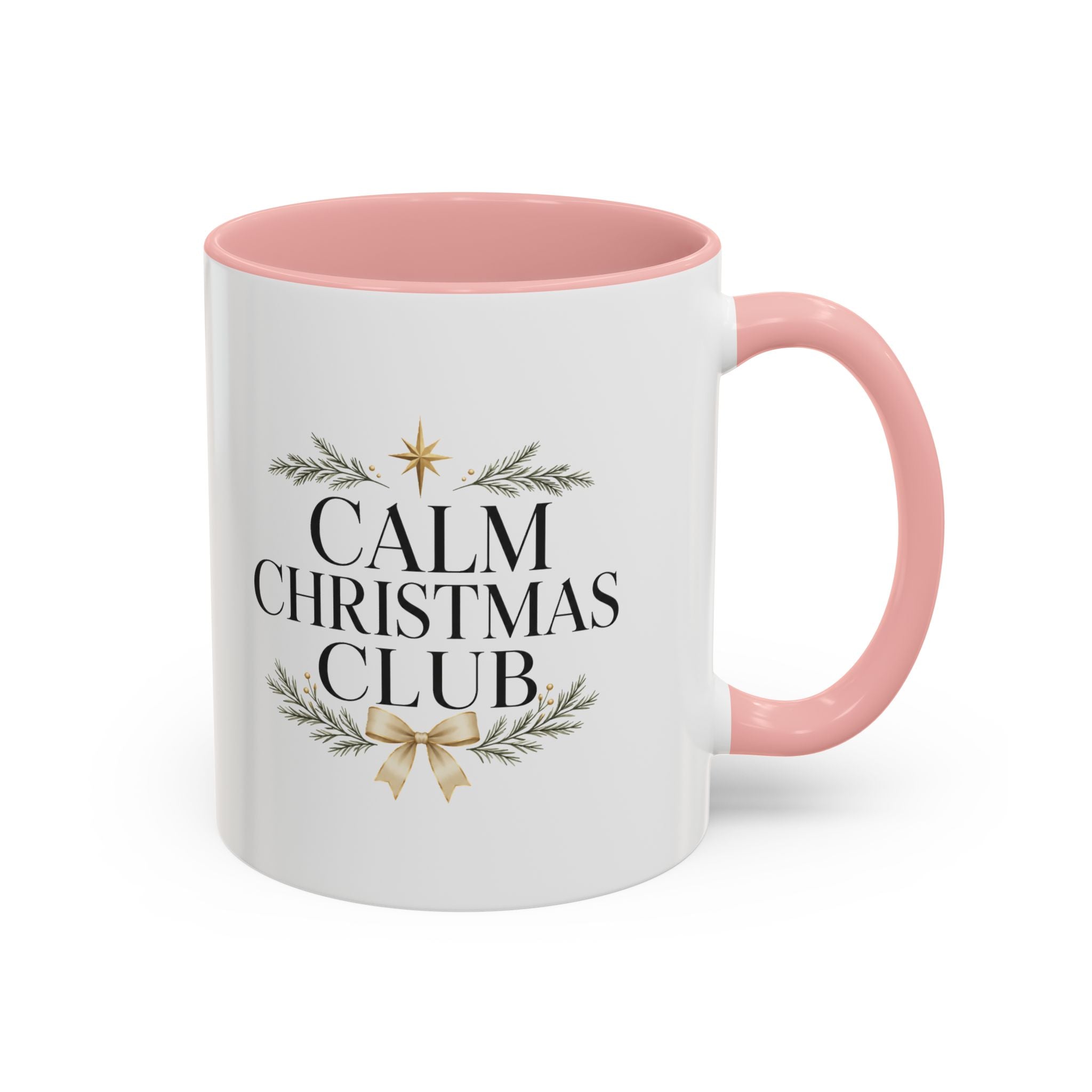 Christmas Calm Christmas Club Accent Coffee Mug — Holiday Floral Wreath