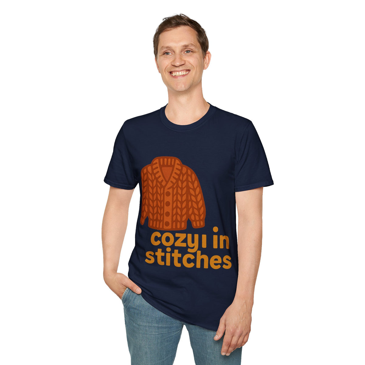 "Cozy In Stitches" Autumn Sweater Tee | Cute Knitting Crochet T-Shirt - Trending Now - September 2026
