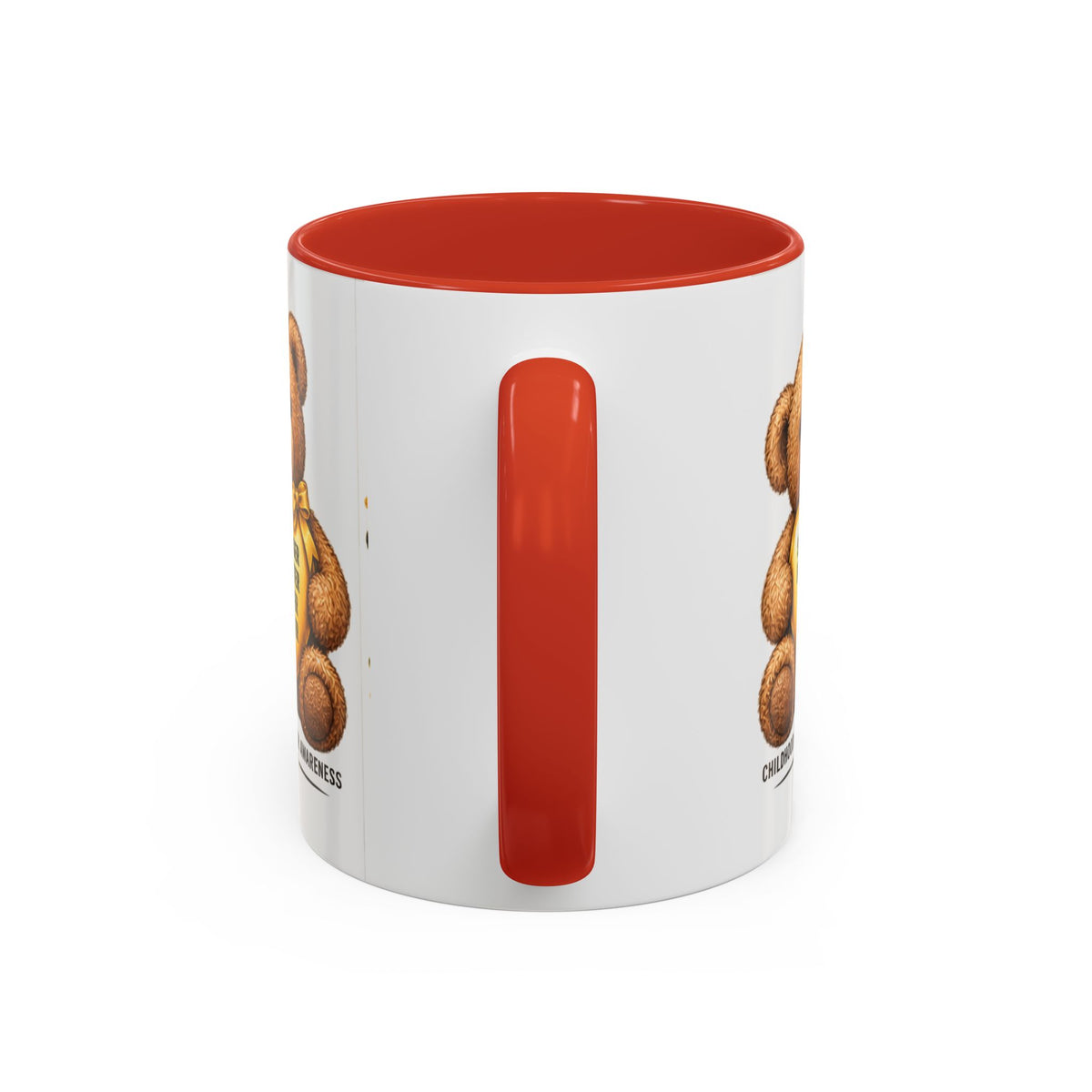 Childhood Cancer Awareness Coffee Mug — 'Stronger Brighter Kinder Braver' Teddy