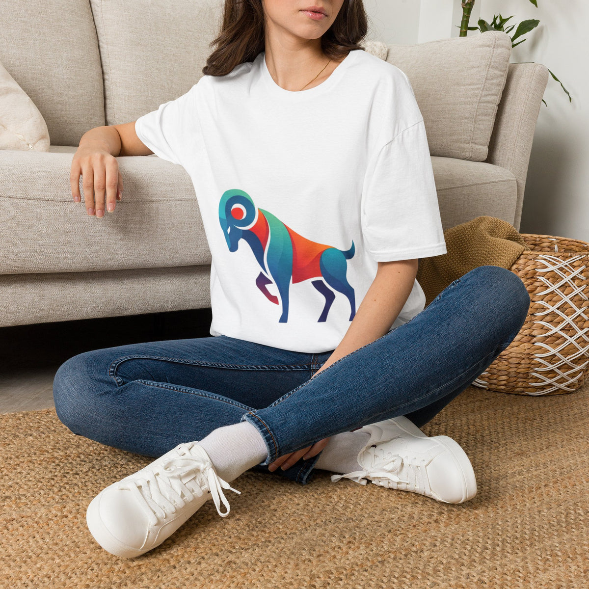 Aries Zodiac  Colorful Ram T-Shirt — Abstract Multicolor Aries Graphic Tee