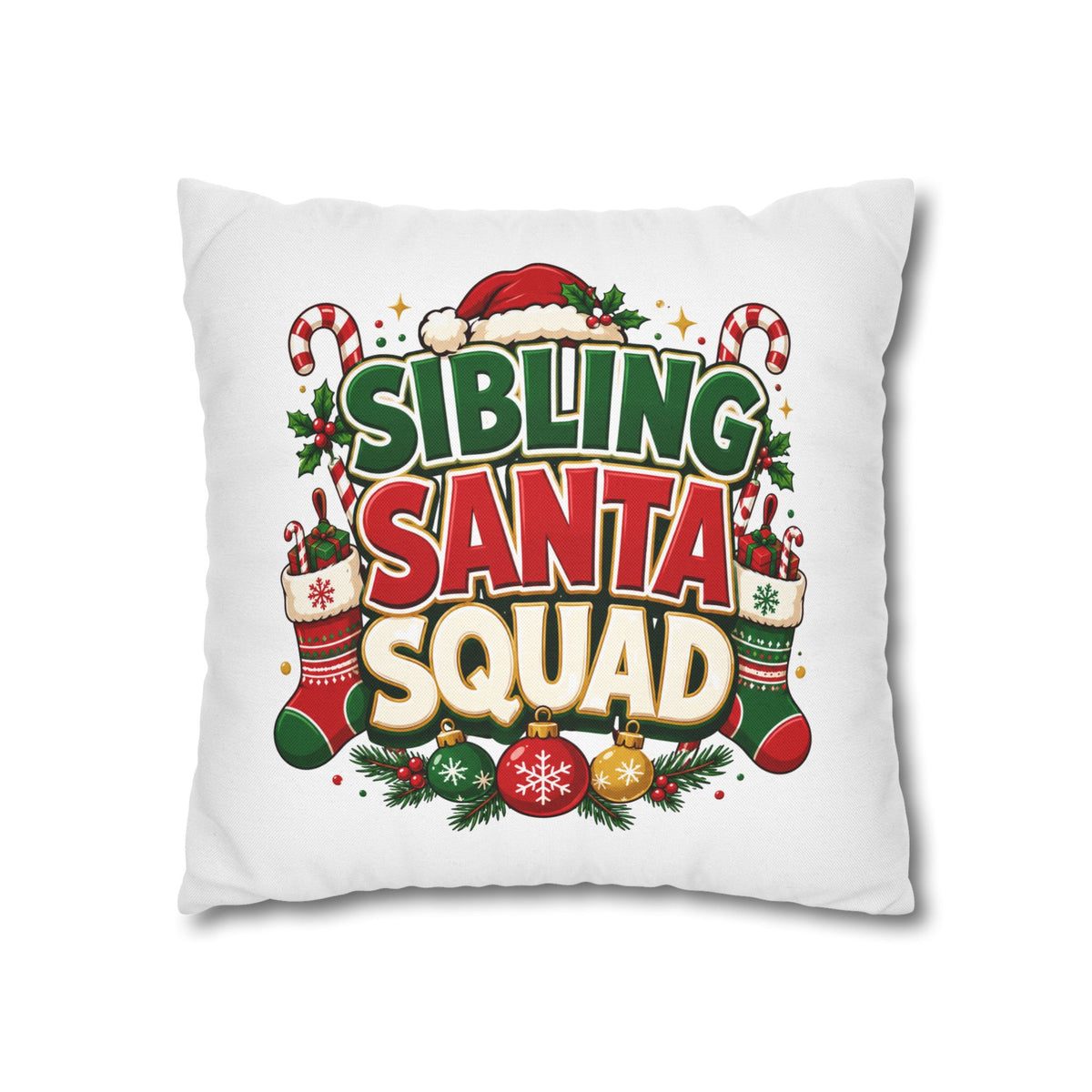 Christmas Sibling Santa Squad Pillowcase