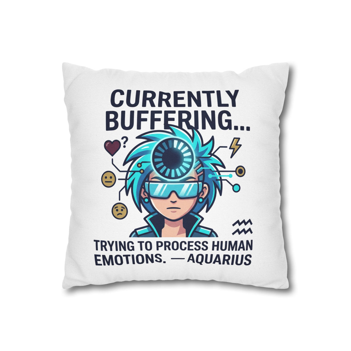 Aquarius Zodiac Spun Polyester Square Pillowcase