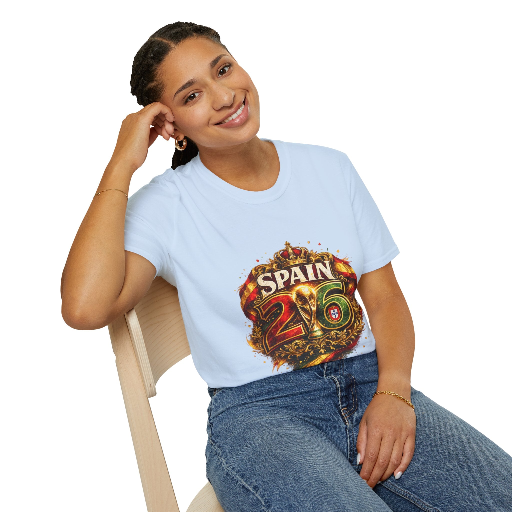 Spain 26 Graphic T-Shirt — Vintage Crowned Soccer Fan Tee