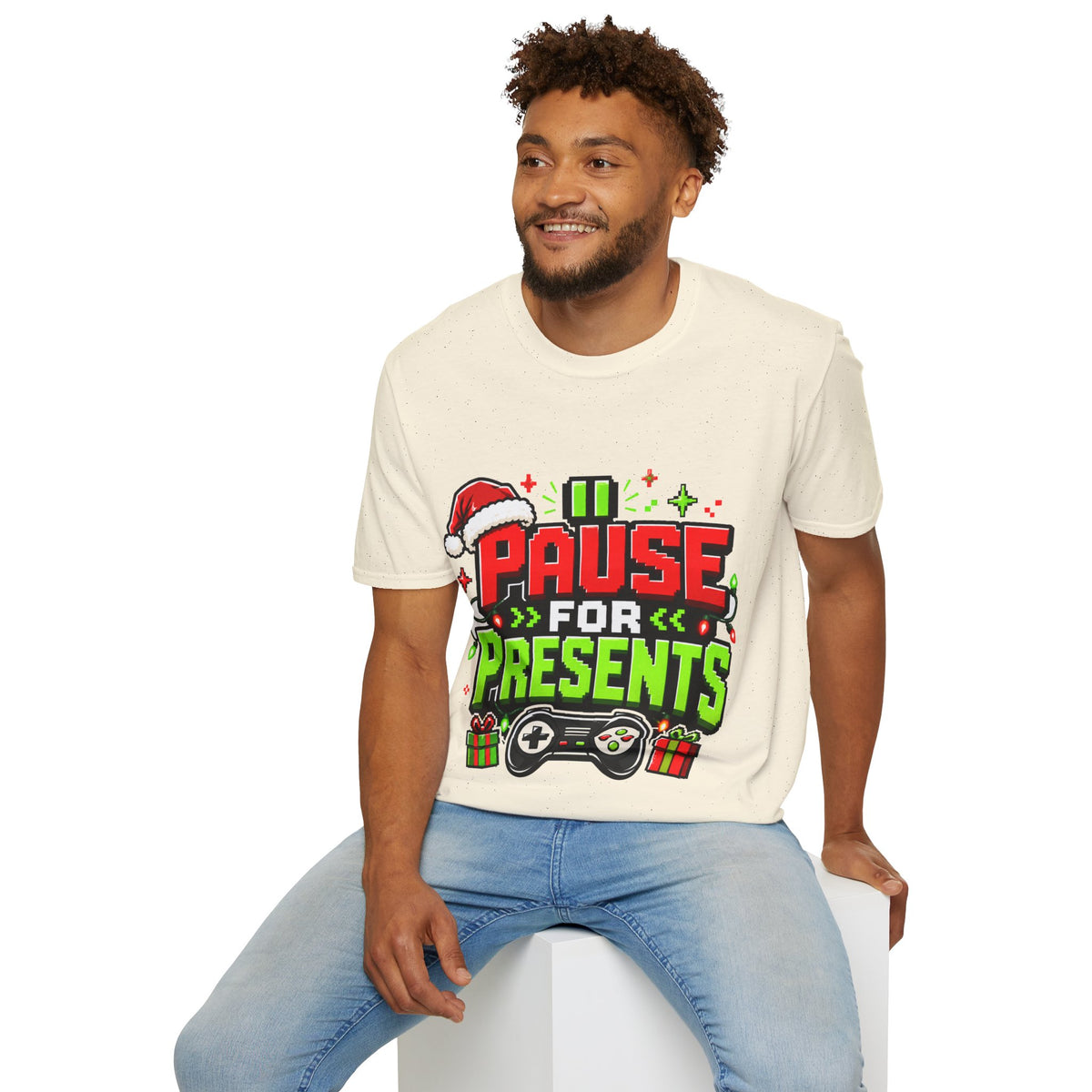 T-Shirt — "Pause for Presents" Christmas Gamer Tee