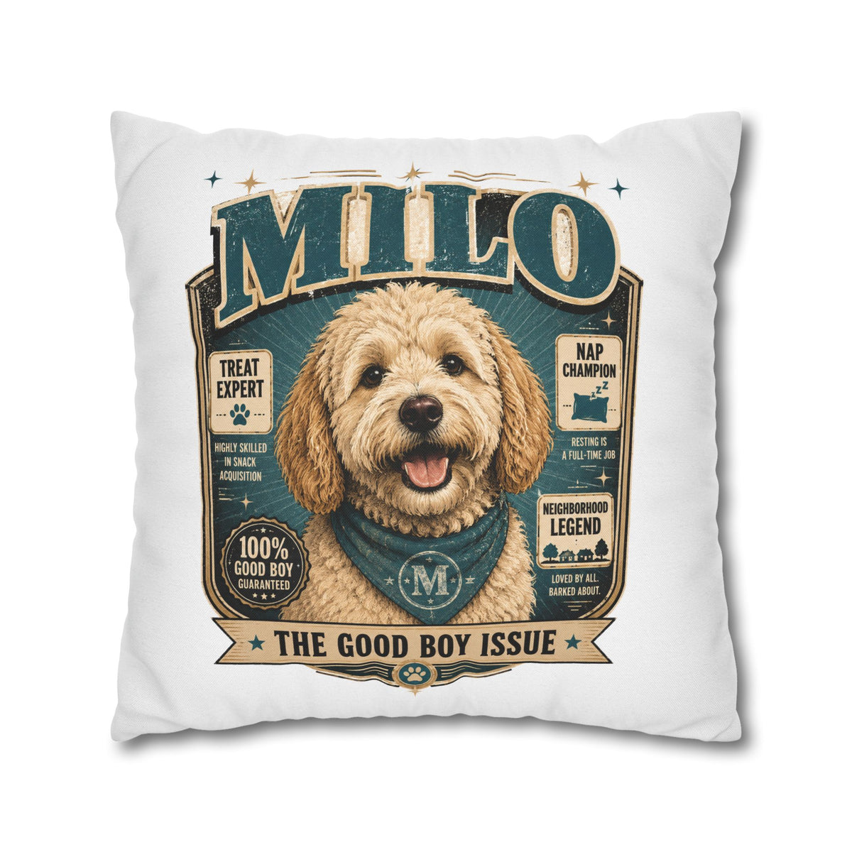 Milo 'The Good Boy Issue' Decorative Pillowcase Milo Bailey Dog Dad Mom