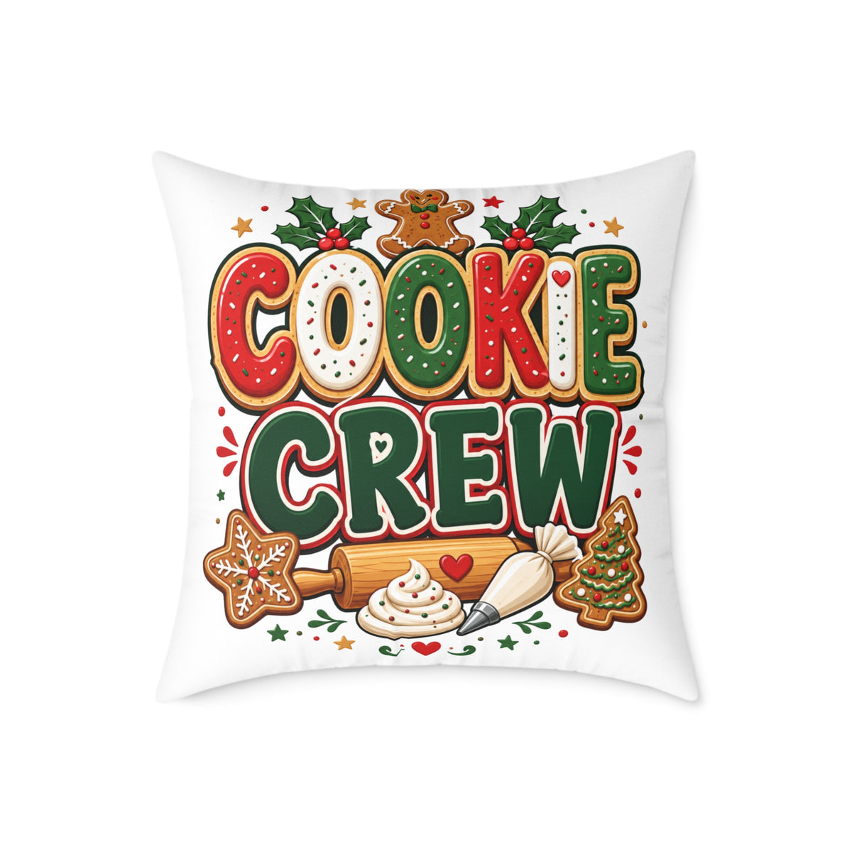 Christmas Cookie Crew Holiday Pillow — Festive Christmas Baking Decor