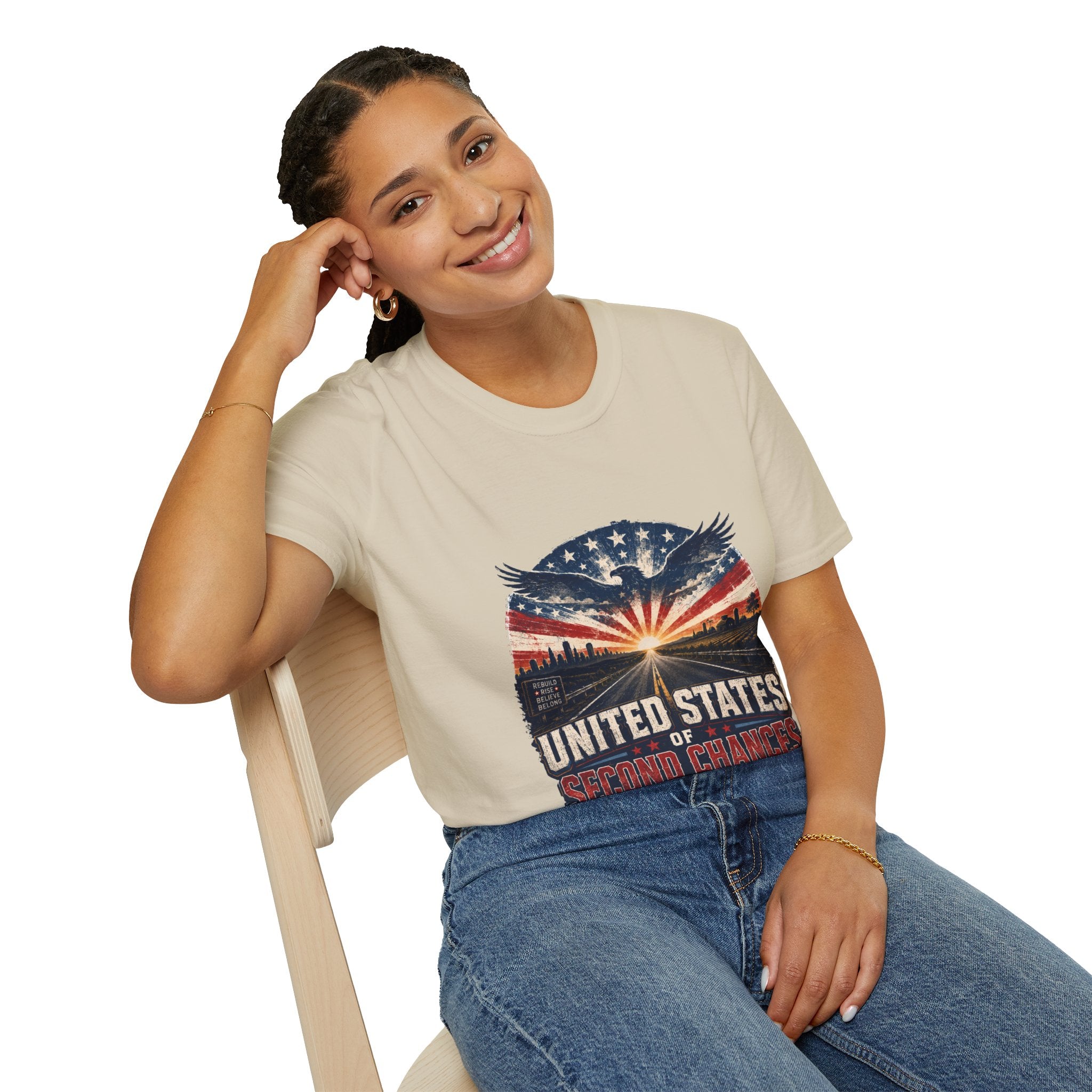 Patriotic Eagle T-Shirt — United States Skyline Vintage Flag Design
