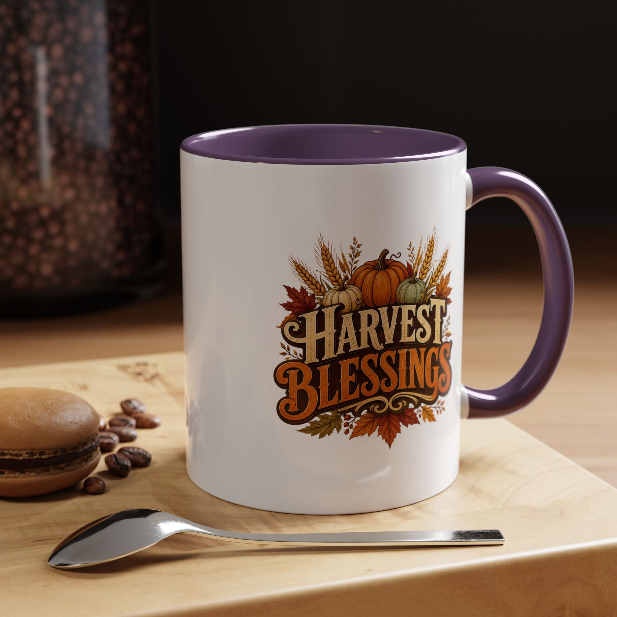Thanksgiving Mug Harvest Blessings Coffee Mug — Fall Pumpkin & Wheat Thanksgiving Mug