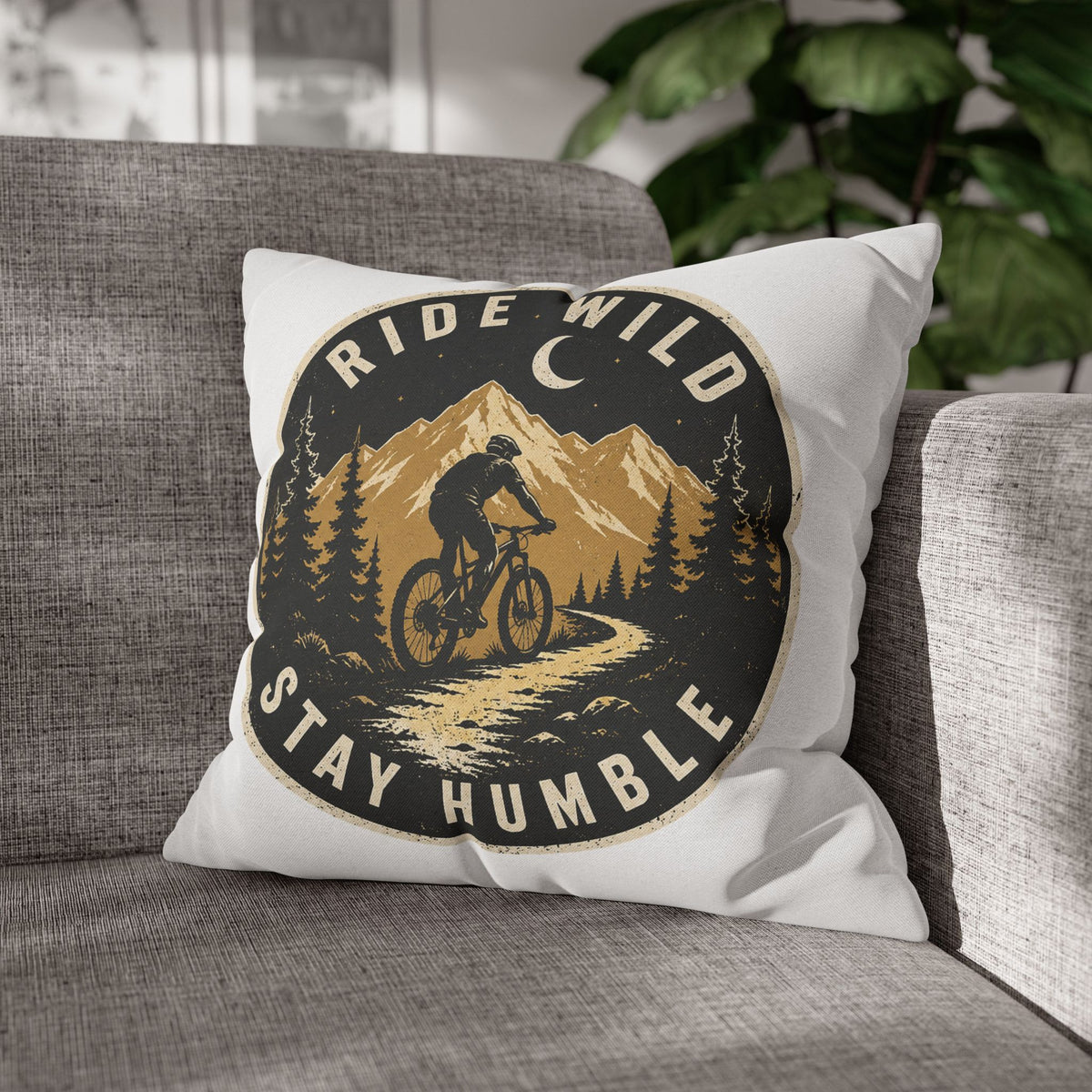 Ride Wild Stay Humble Mountain Biker Pillowcase Milo Bailey Dog Dad Mom