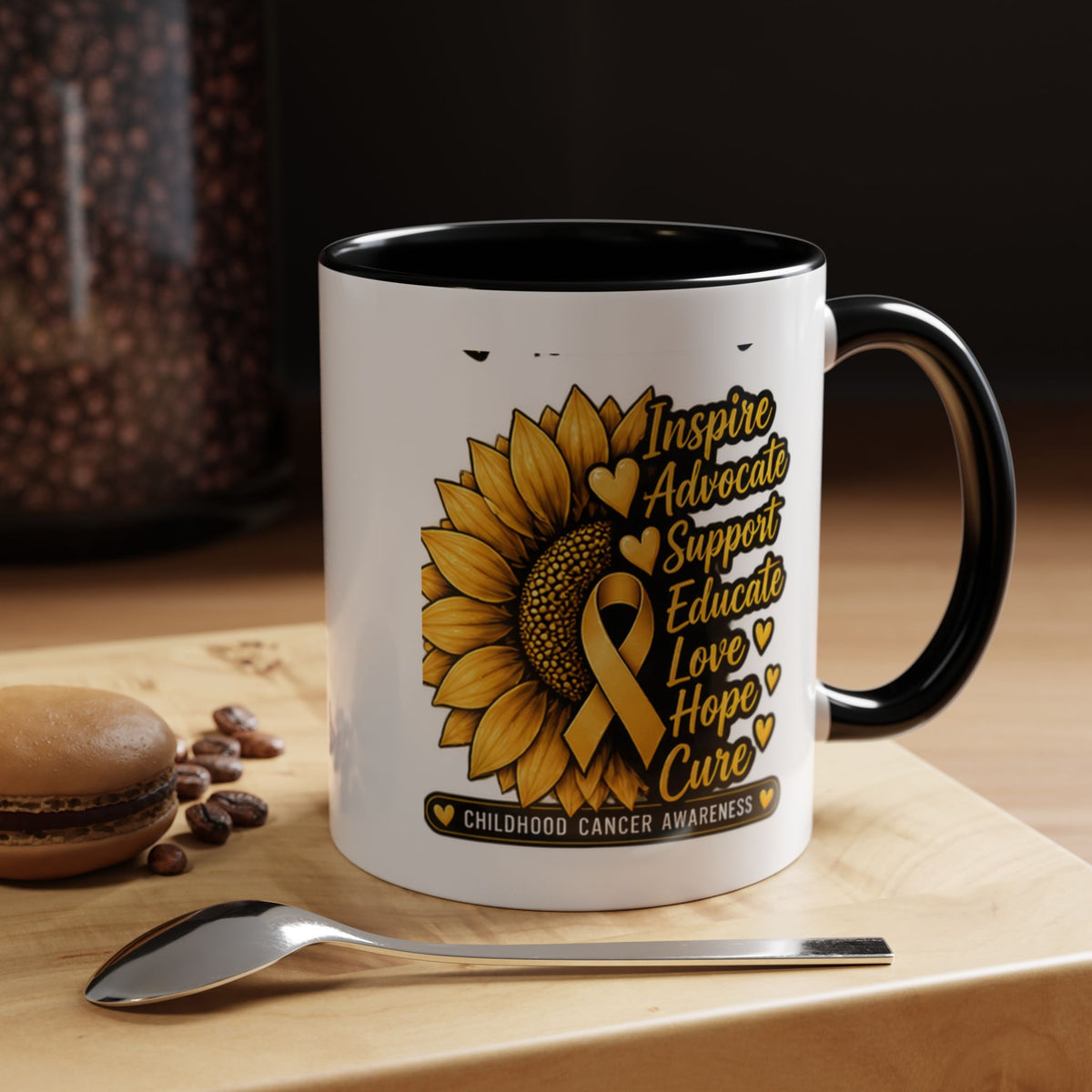 Childhood Cancer Awareness Sunflower Accent Coffee Mug (11/15oz)