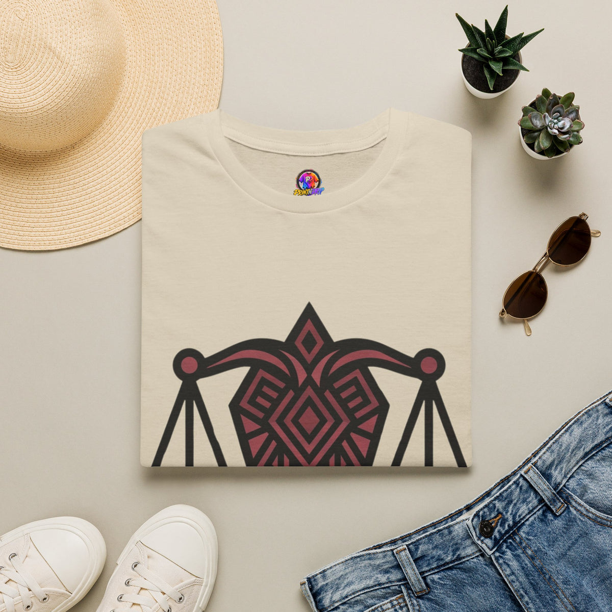 Libra Scales Graphic T‑Shirt — Tribal Zodiac Balance Design