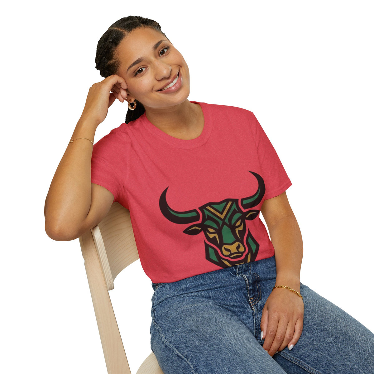 Taurus Bull Head T-Shirt — Geometric Tribal Bull Graphic Tee