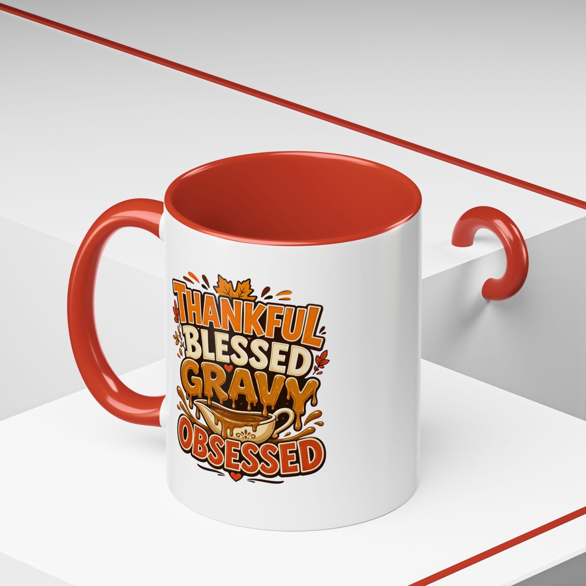 Thanksgiving Mug Coffee Mug — "Thankful Blessed Gravy Obsessed" Thanksgiving Accent Mug
