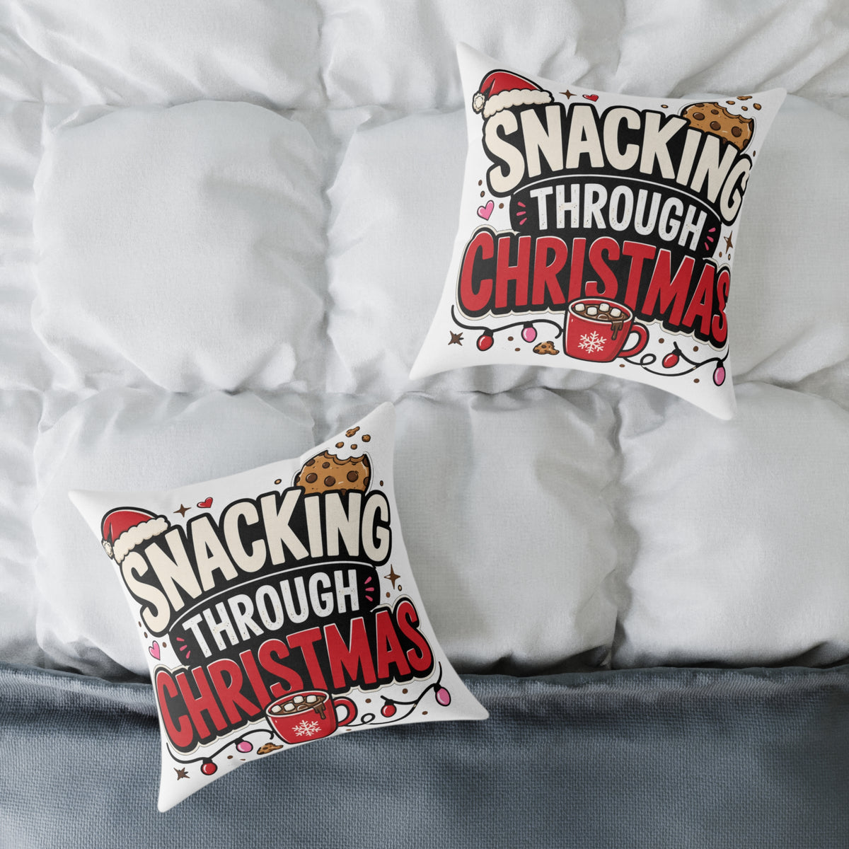 Snacking Through Christmas Modern Day Christmas  Pillow