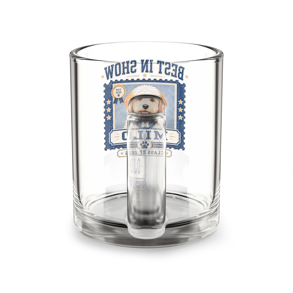 Best in Show Personalized Dog Glass Mug – 'Milo' Paw Print Design, 10oz Milo Bailey Dog Dad Mom  Glass Mug 10 oz
