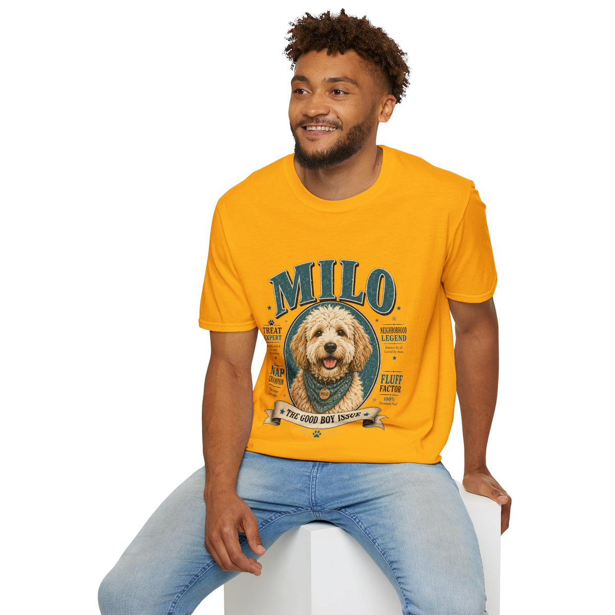 Dog Lover T-Shirt — "MILO" Personalized Pet Portrait Tee