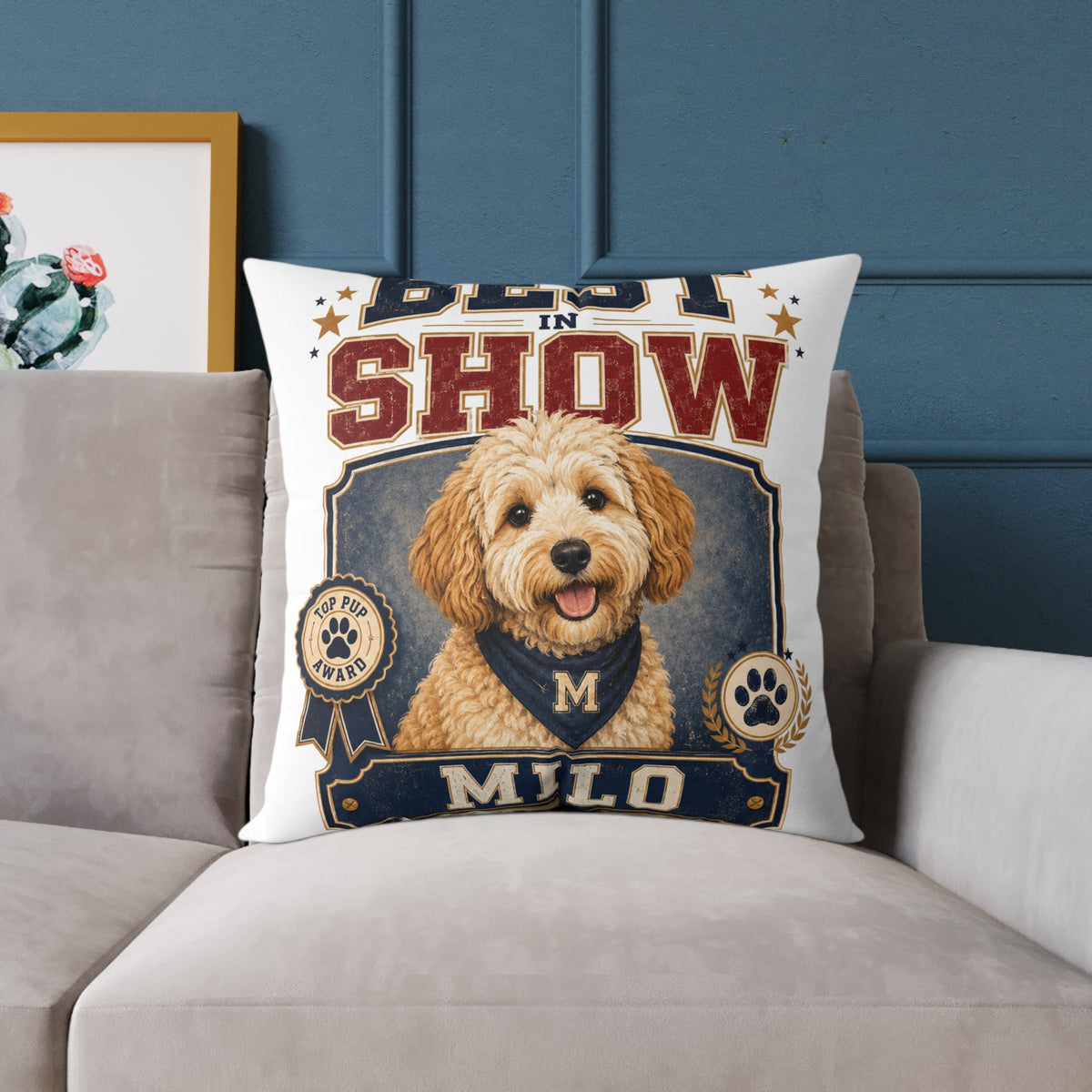 Best in Show Dog Pillow — Milo Bailey Dog Dad Mom  Personalized Milo Decorative Throw Pillow