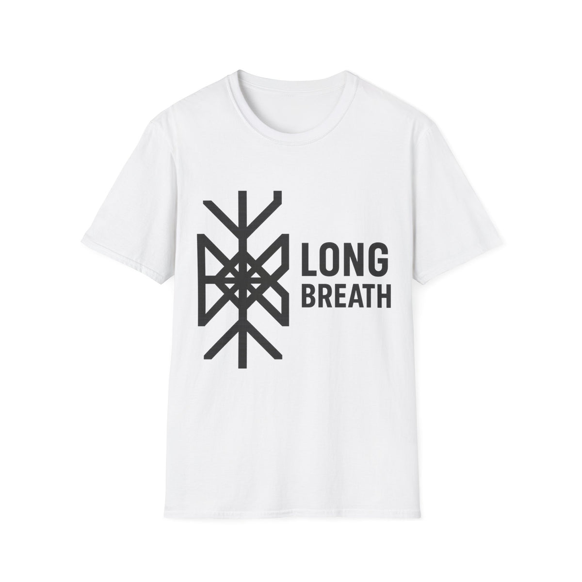 "Long Breath" Nordic Rune Graphic Tee - Minimalist Wellness Vegvisir White T-Shirt - Trending Now - September 2026