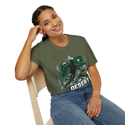 Saudi Arabia Desert Green Soccer T-Shirt — Silhouette Player Graphic