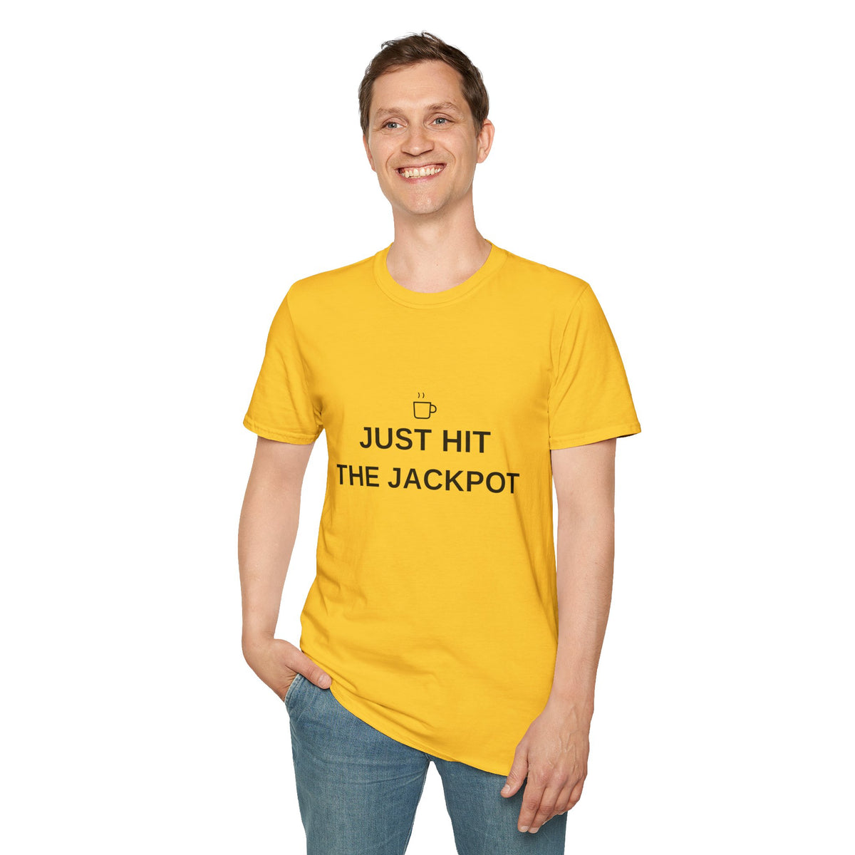 Just Hit the Jackpot T-Shirt — Coffee Minimalist Graphic Tee - Trending Now - August 2026