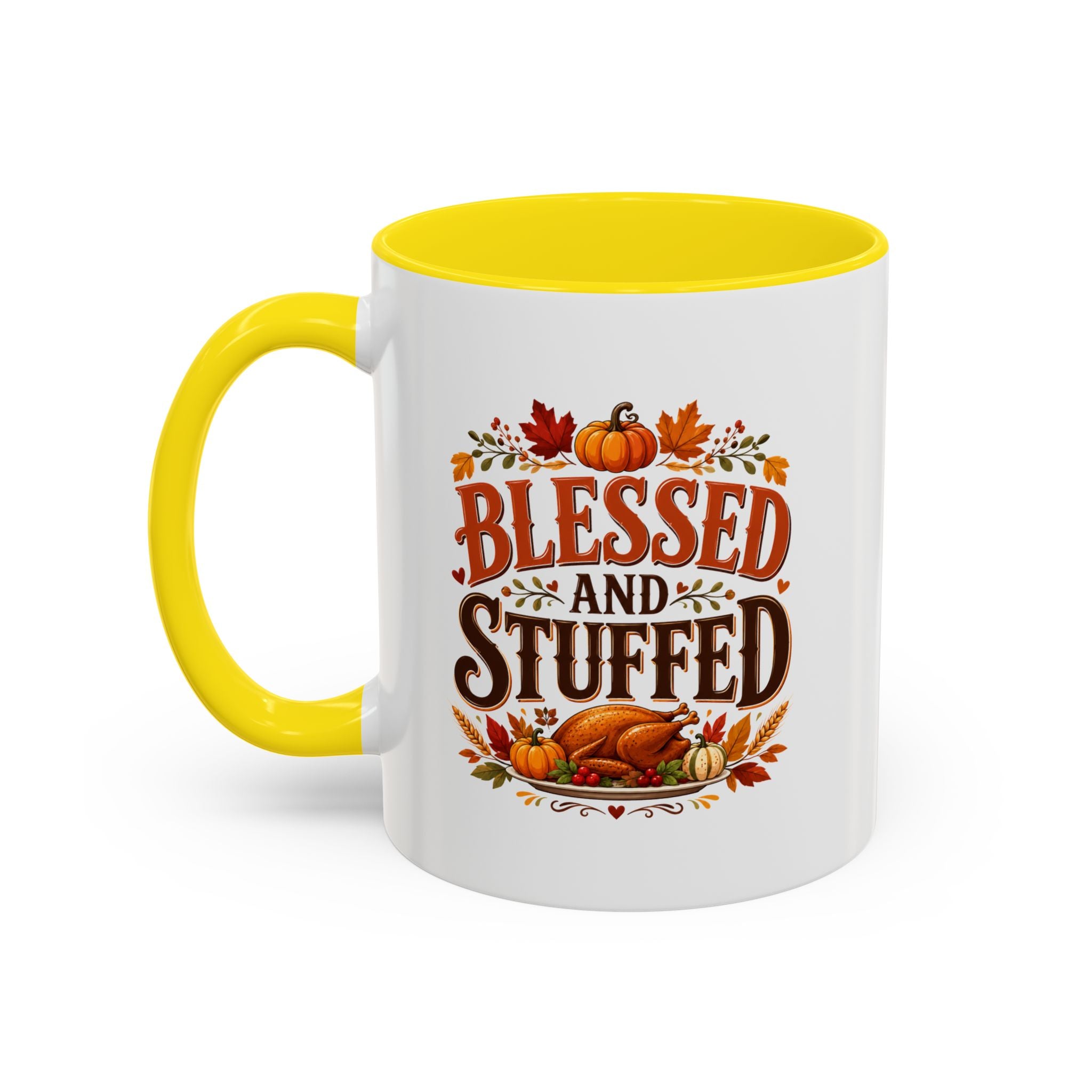 Thanksgiving Mug Blessed and Stuffed Coffee Mug — Thanksgiving Fall Ceramic Accent Mug