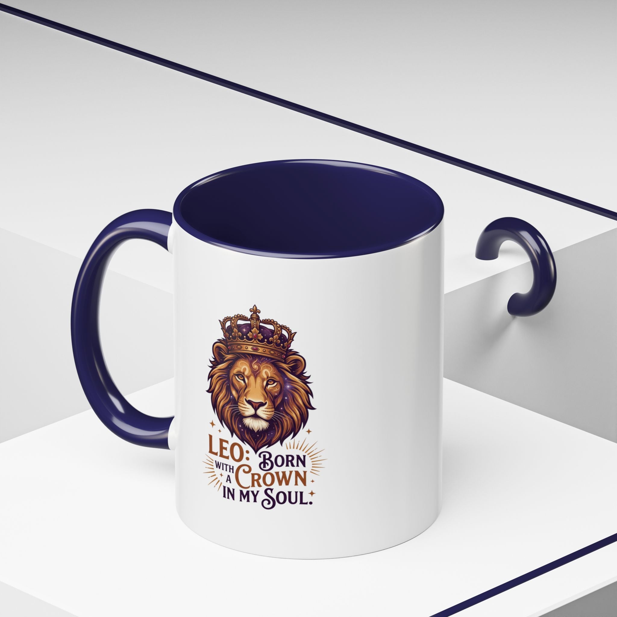 Leo Zodiac Coffee Mug — "Born with a Crown in My Soul" Lion Design