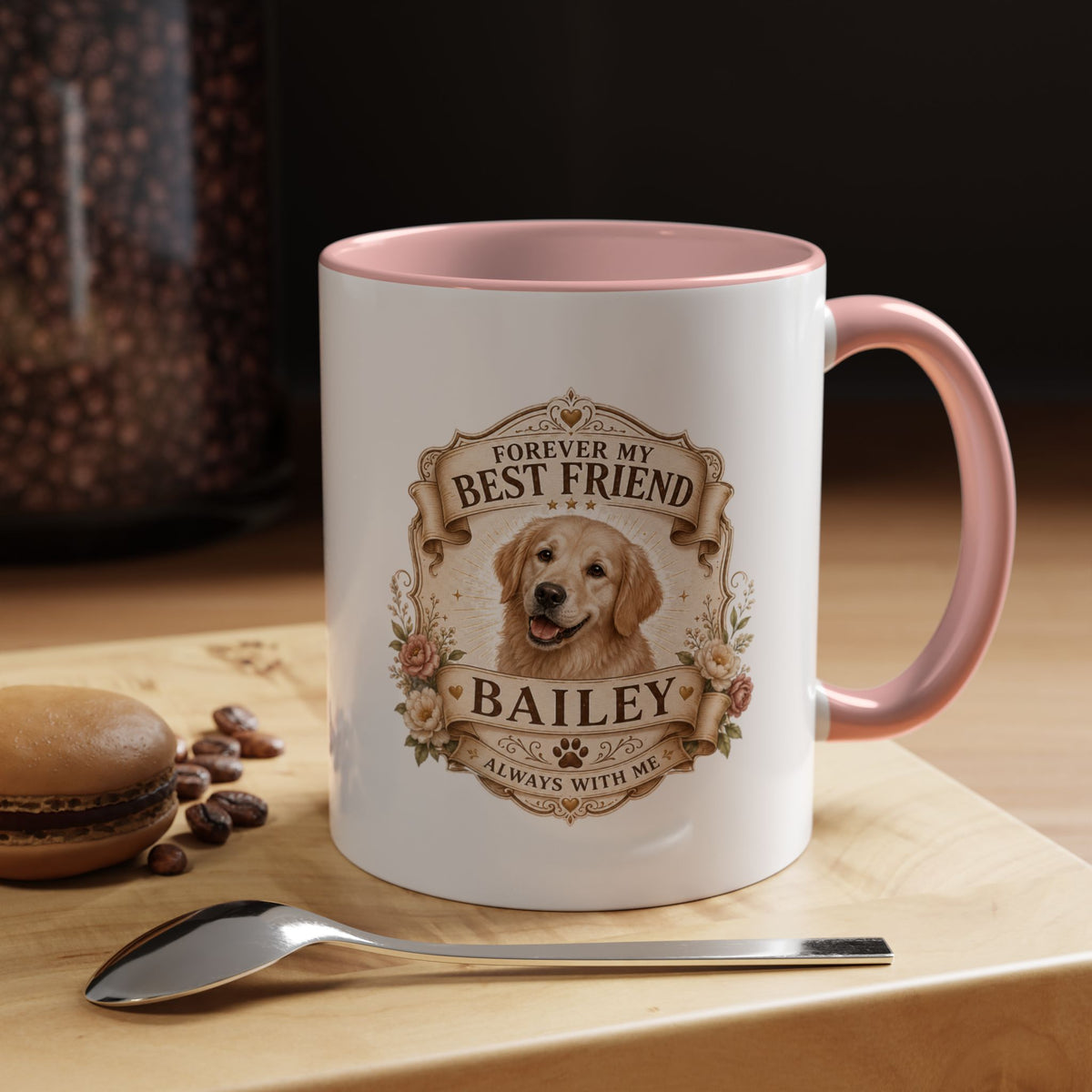 Milo Bailey Dog Dad Mom Personalized Dog Coffee Mug – "Forever My Best Friend" Golden Retriever Accent Mug