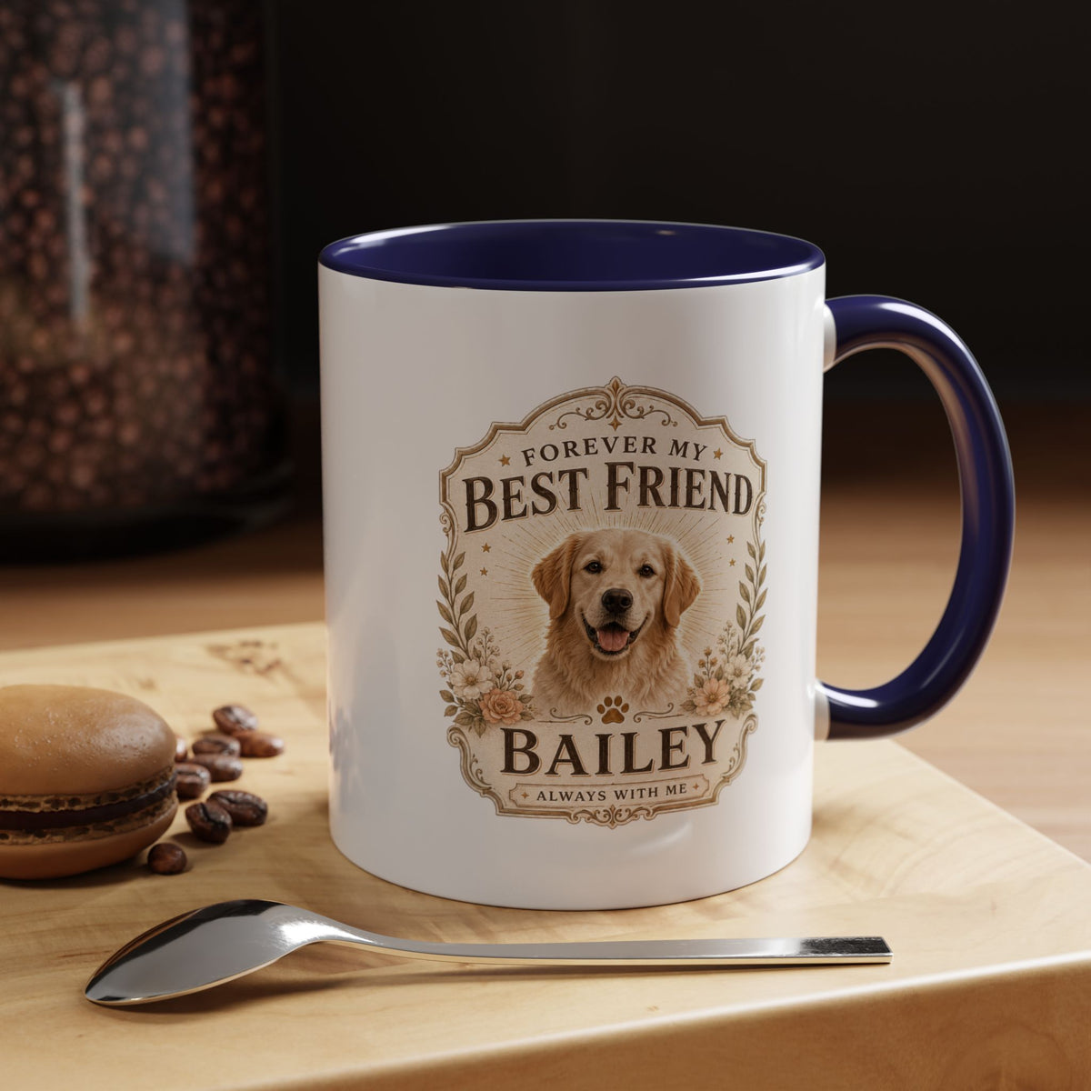 Milo Bailey Dog Dad Mom Forever My Best Friend Dog Coffee Mug — Personalized Pet Name Accent Mug