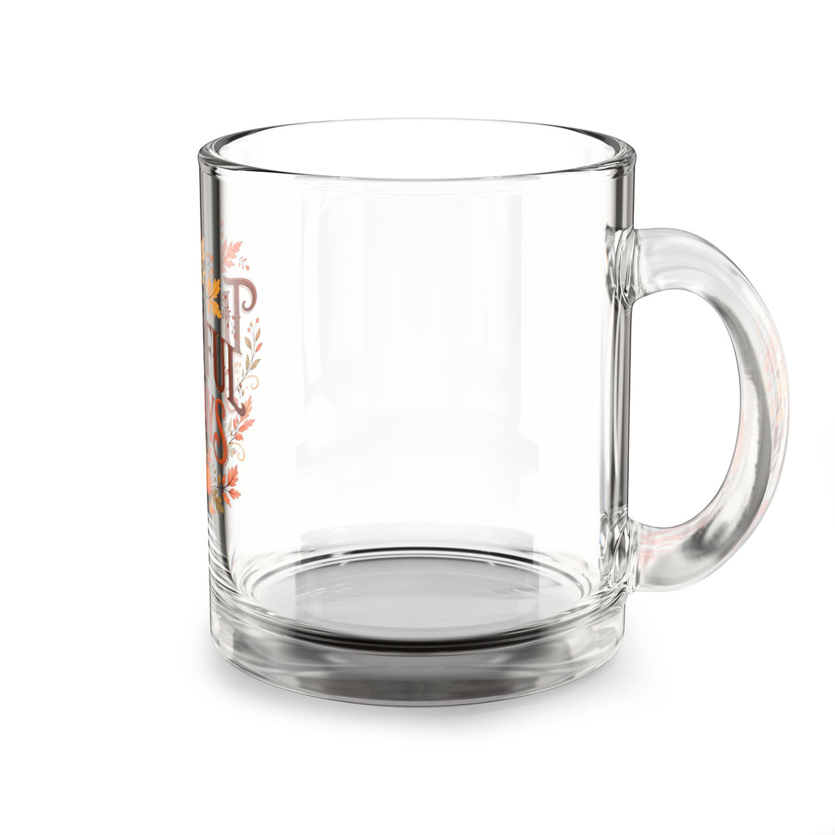 Glass Mug — "Thankful Always" Autumn Thanksgiving Coffee Cup