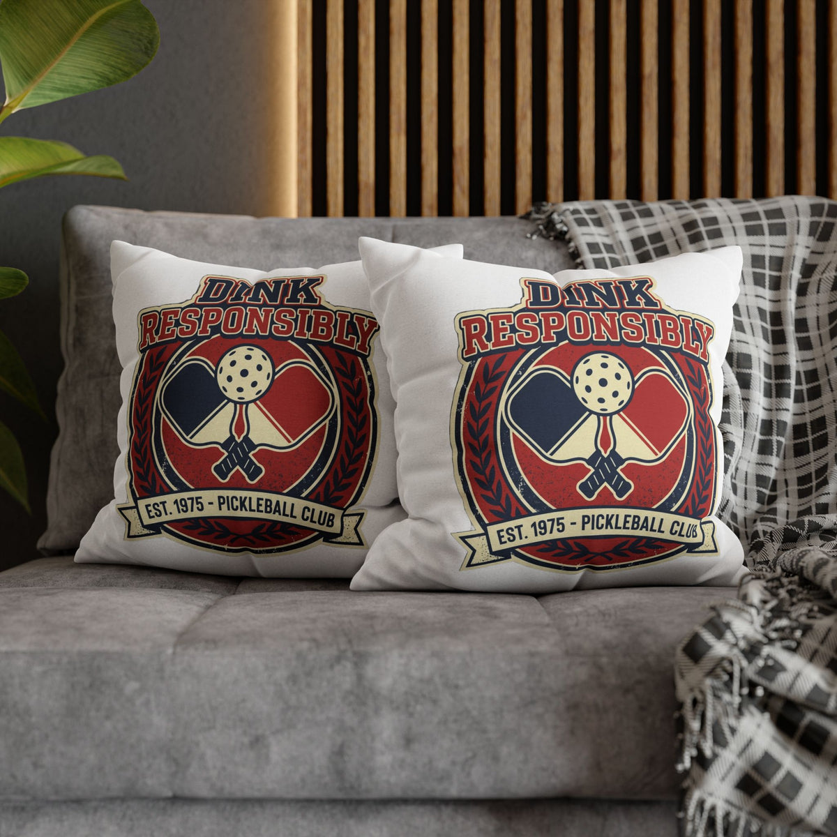 Funny Dink Responsibly Pickleball Club Pillowcase — Retro Pickleball Paddle Throw Pillow